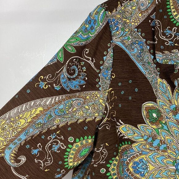 Silkland silk paisley print 3/4 sleeves single button closure blazer size 1X - Picture 2 of 9